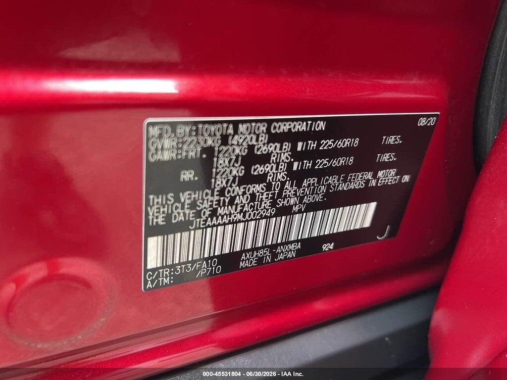 JTEAAAAH9MJ002949 2021 TOYOTA VENZA photo no. 9
