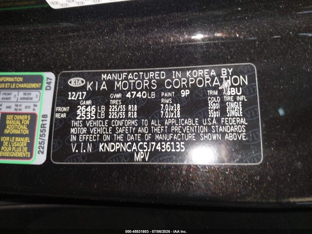 KNDPNCAC5J7436135 2018 KIA SPORTAGE photo no. 9
