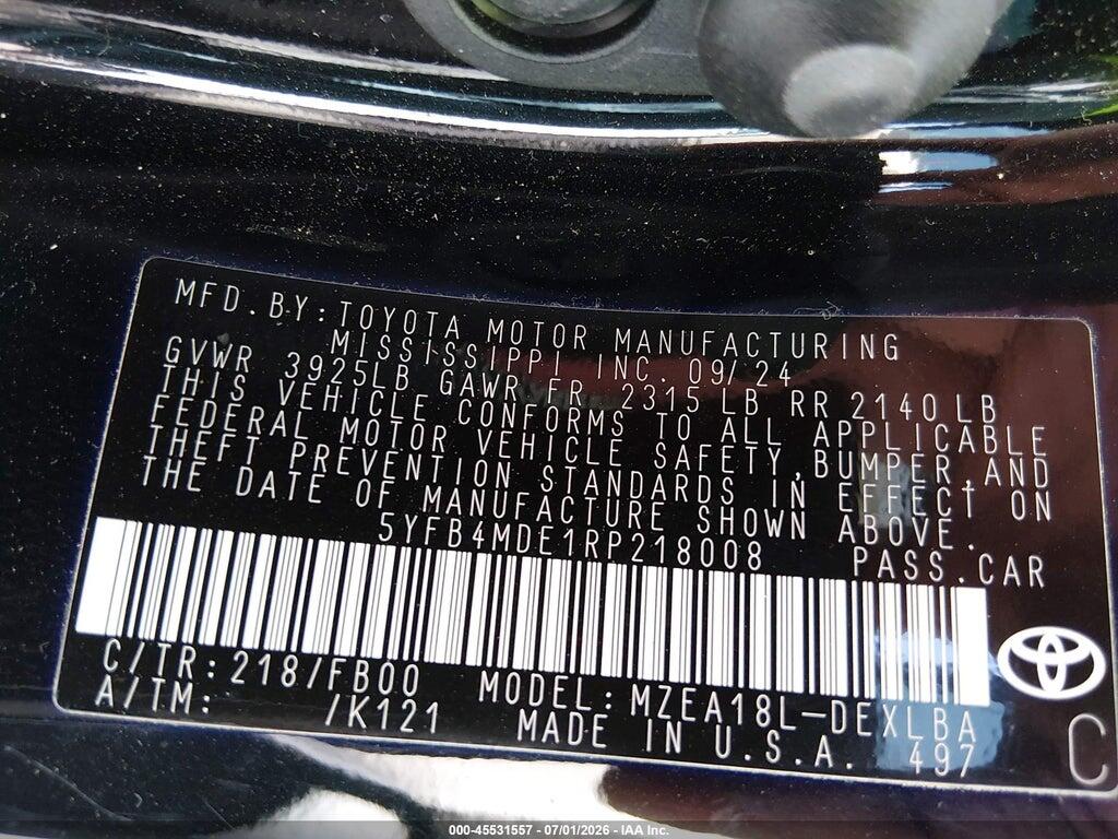 5YFB4MDE1RP218008 2024 TOYOTA COROLLA photo no. 9