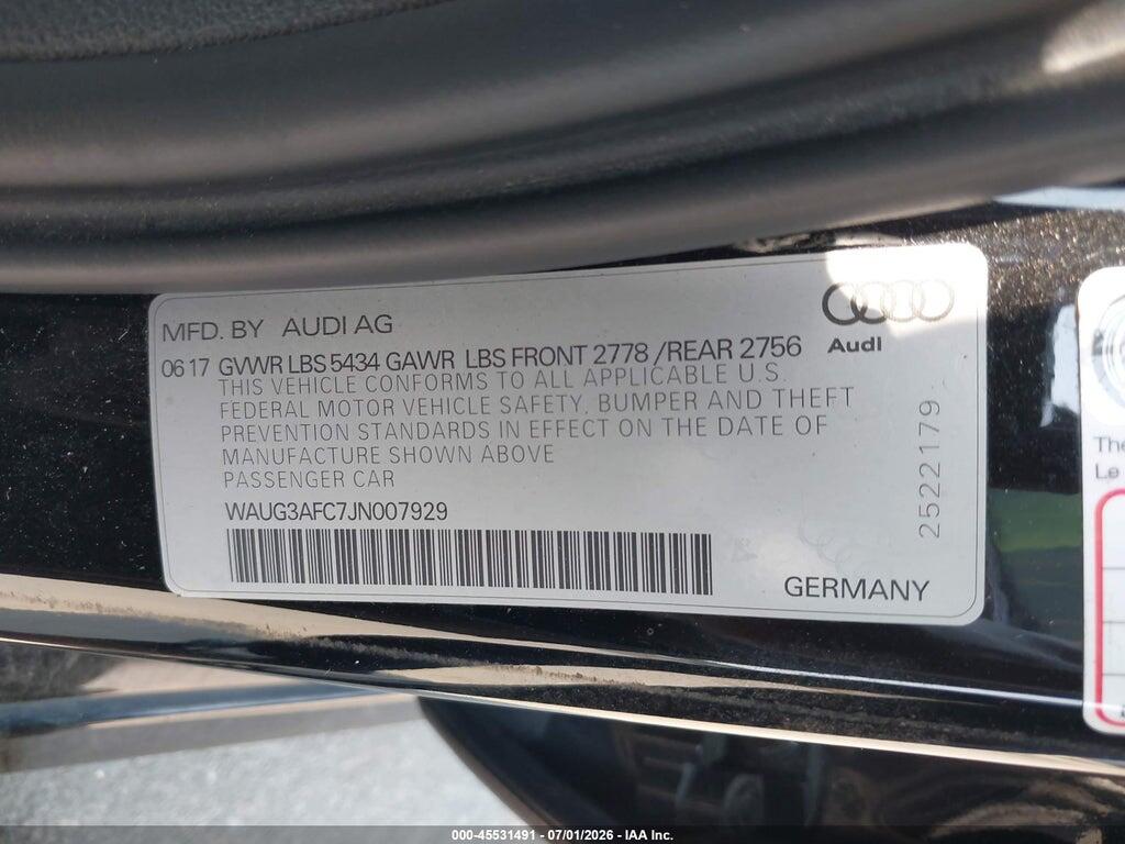 WAUG3AFC7JN007929 2018 AUDI A6 photo no. 9