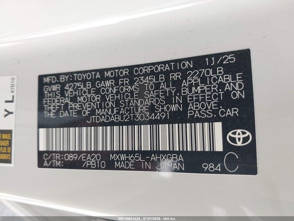 JTDADABU2T3034491 2026 TOYOTA PRIUS photo no. 9