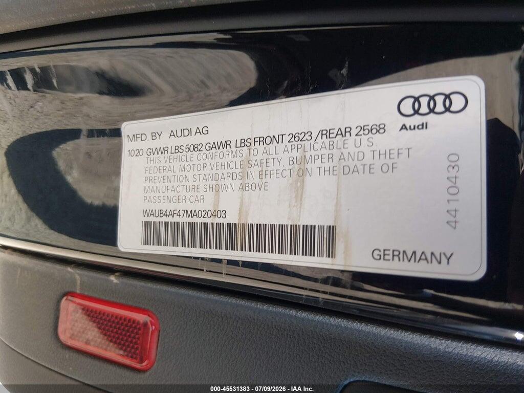 WAUB4AF47MA020403 2021 AUDI S4 photo no. 9