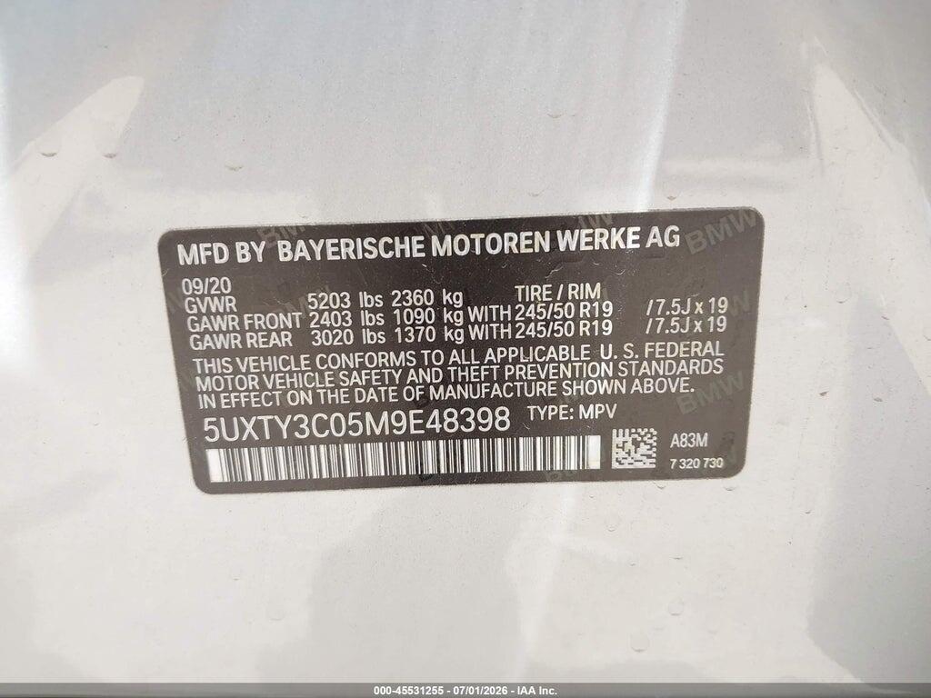 5UXTY3C05M9E48398 2021 BMW X3 photo no. 9