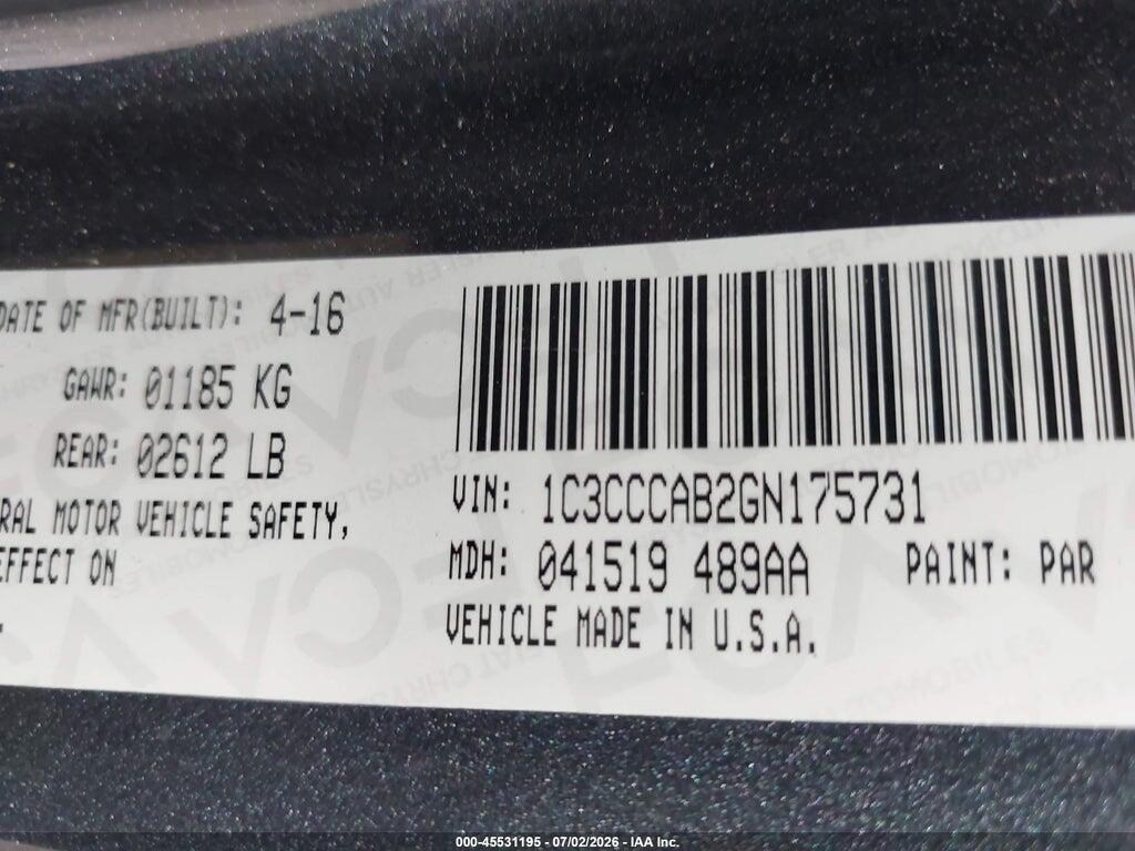 1C3CCCAB2GN175731 2016 CHRYSLER 200 photo no. 9