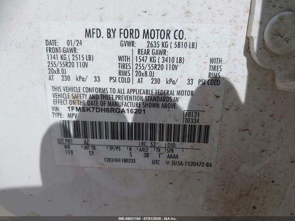 1FMSK7DH6RGA16201 2024 FORD EXPLORER photo no. 9