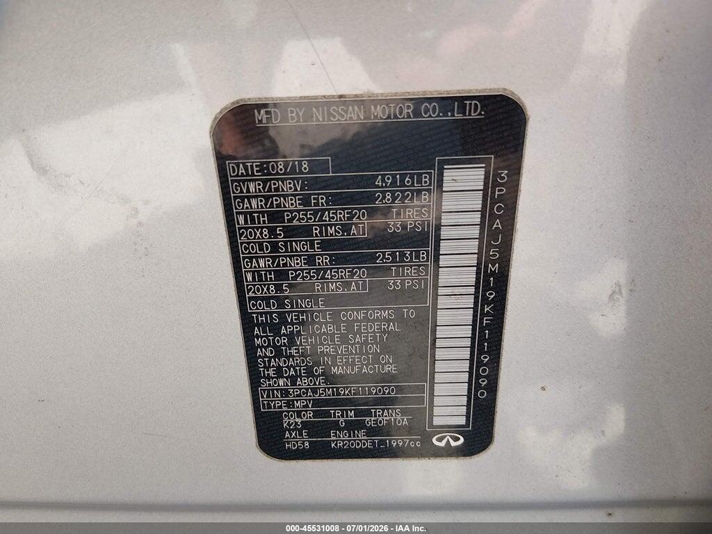3PCAJ5M19KF119090 2019 INFINITI QX50 photo no. 9