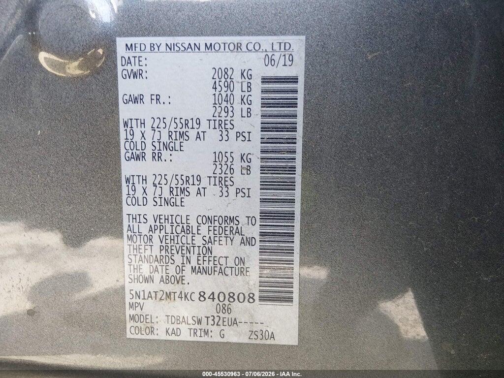 5N1AT2MT4KC840808 2019 NISSAN ROGUE photo no. 9