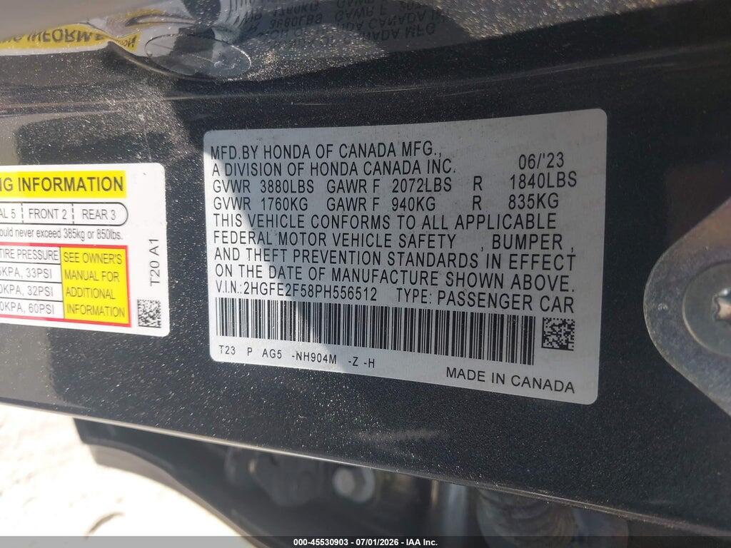 2HGFE2F58PH556512 2023 HONDA CIVIC photo no. 9