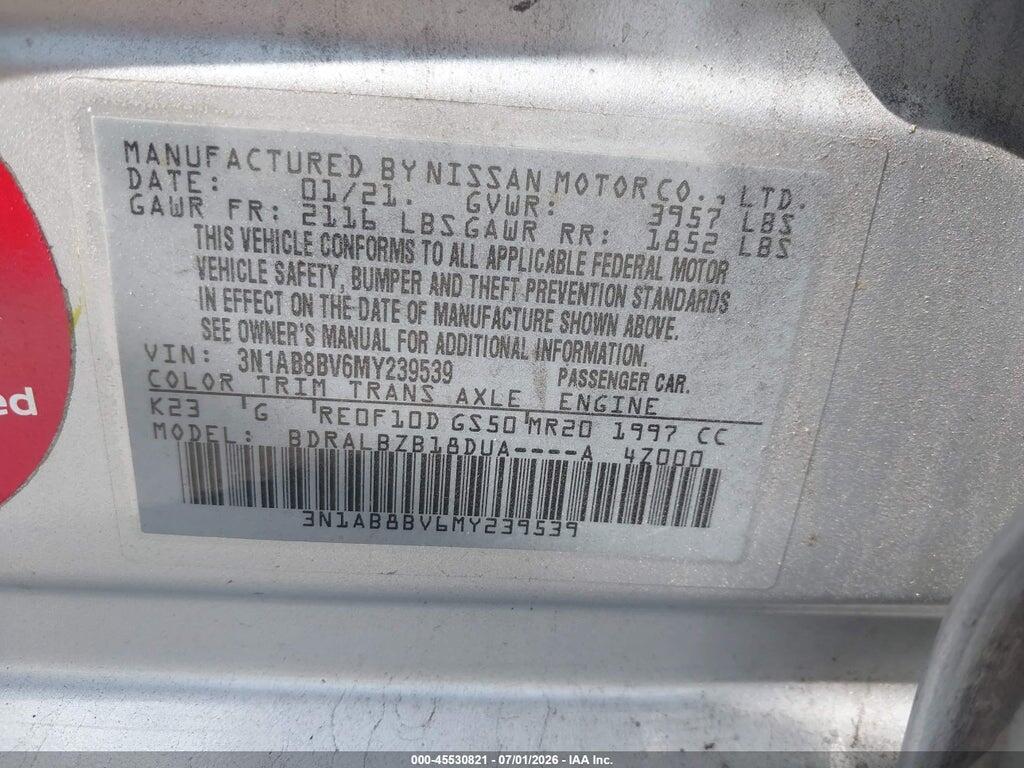 3N1AB8BV6MY239539 2021 NISSAN SENTRA photo no. 9