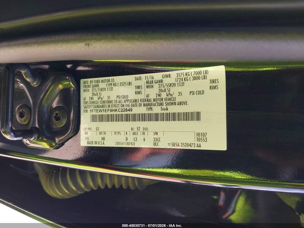 1FTEW1EF9HKC22849 2017 FORD F-150 photo no. 9