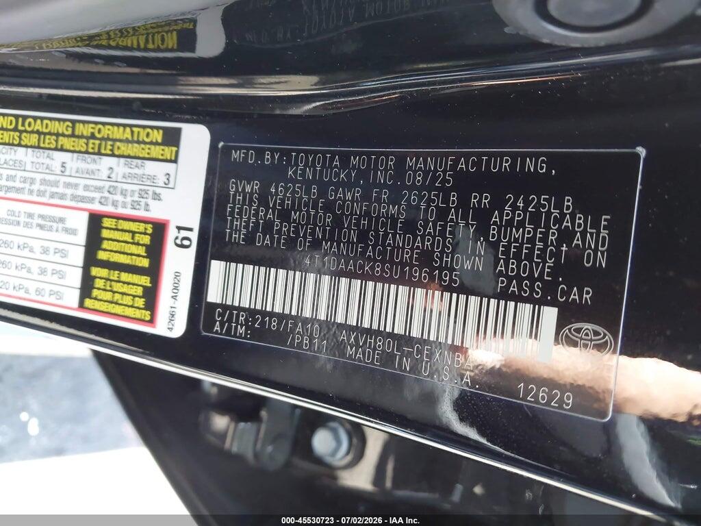 4T1DAACK8SU196195 2025 TOYOTA CAMRY photo no. 9