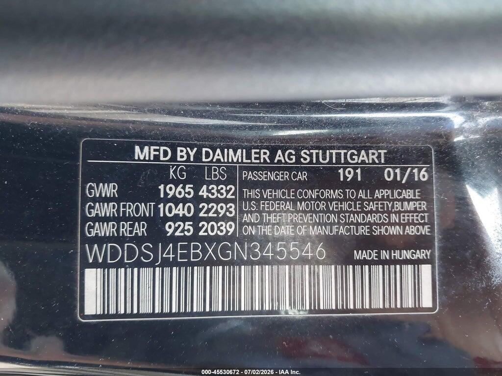 WDDSJ4EBXGN345546 2016 MERCEDES-BENZ CLA 250 photo no. 9