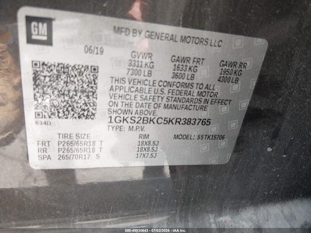 1GKS2BKC5KR383765 2019 GMC YUKON photo no. 9