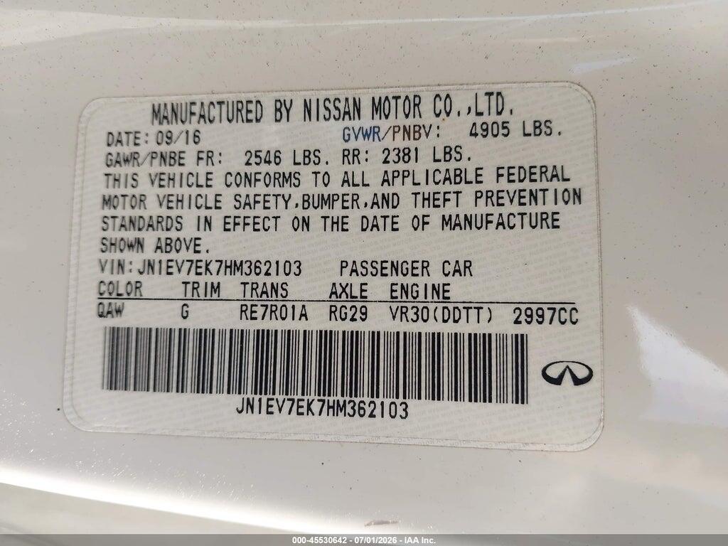 JN1EV7EK7HM362103 2017 INFINITI Q60 photo no. 9