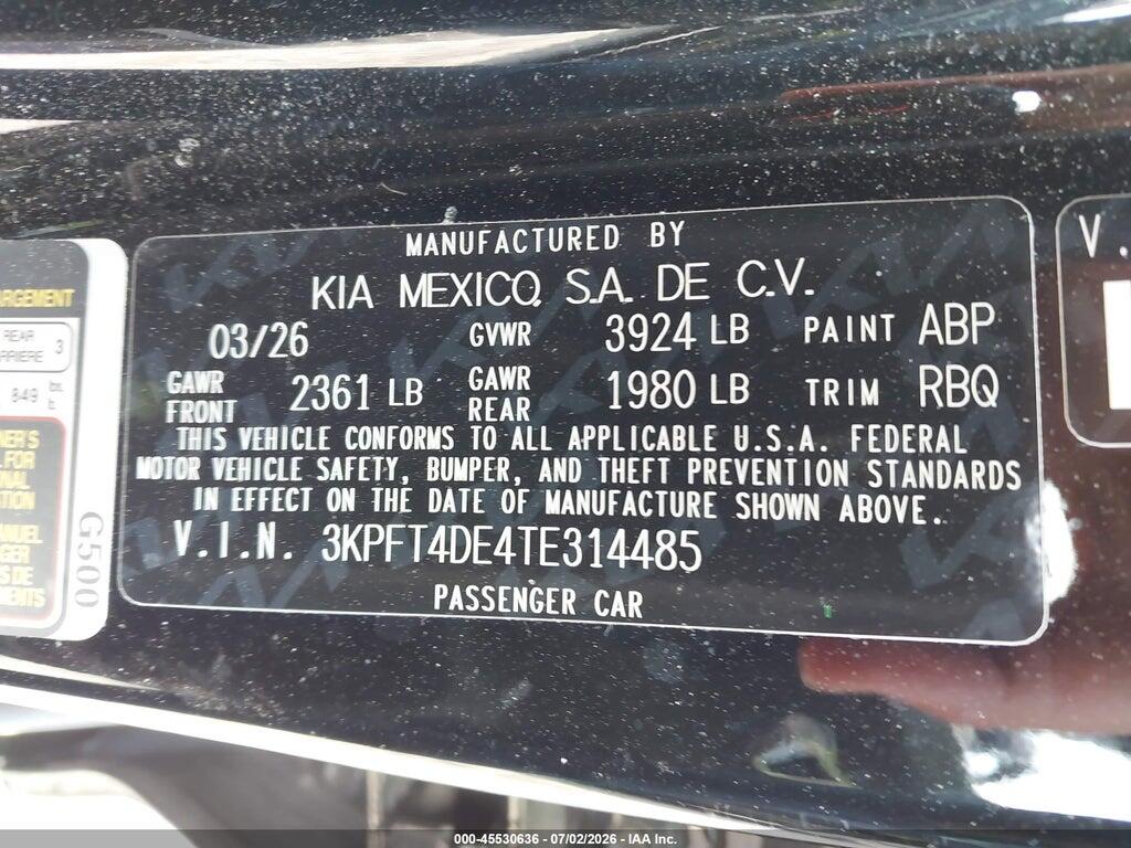 3KPFT4DE4TE314485 2026 KIA K4 photo no. 9