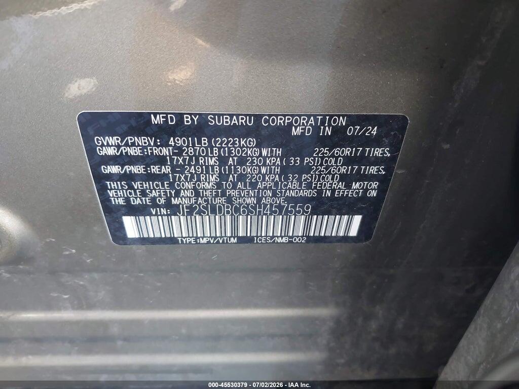JF2SLDBC6SH457559 2025 SUBARU FORESTER photo no. 9