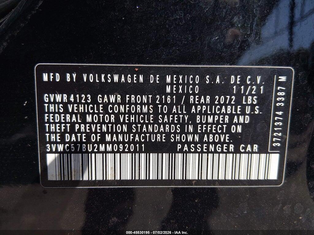 3VWC57BU2MM092011 2021 VOLKSWAGEN JETTA photo no. 9