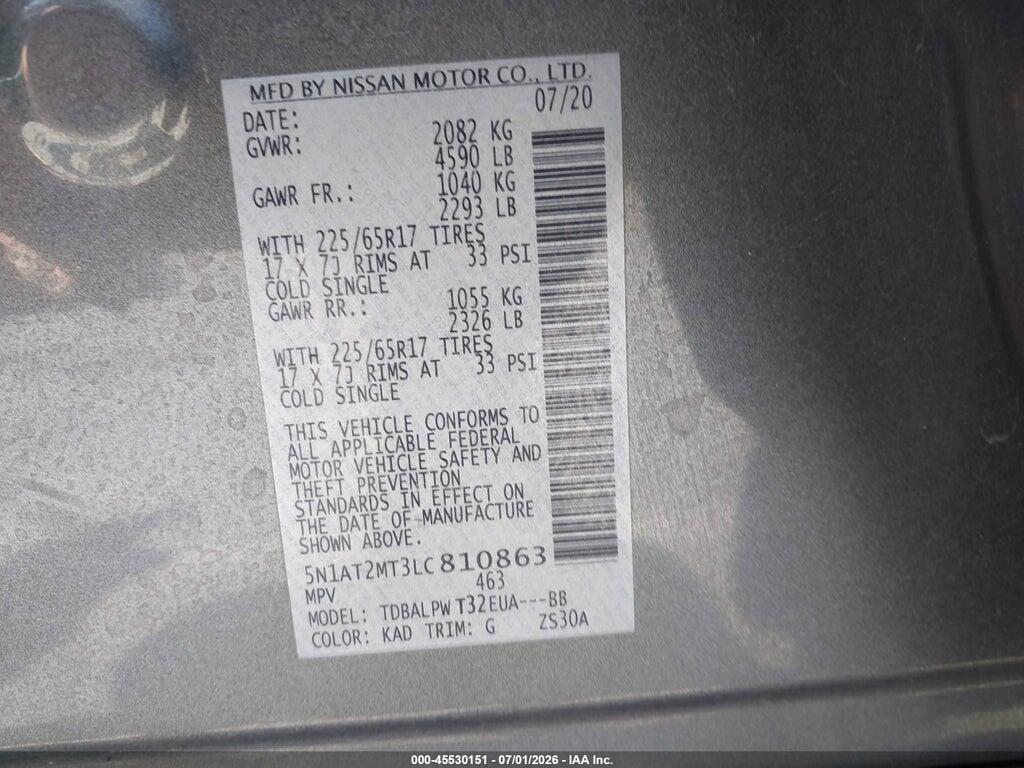 5N1AT2MT3LC810863 2020 NISSAN ROGUE photo no. 9