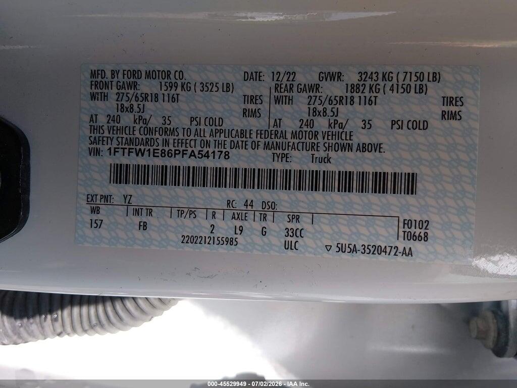 1FTFW1E86PFA54178 2023 FORD F-150 photo no. 9