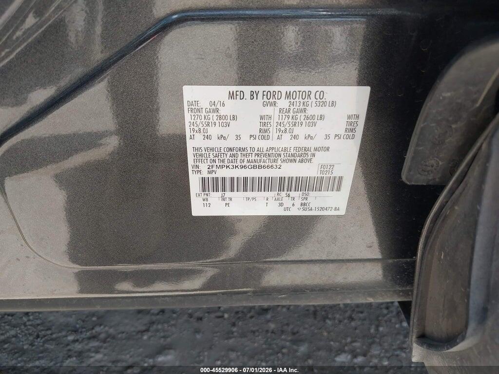 2FMPK3K96GBB66632 2016 FORD EDGE photo no. 9