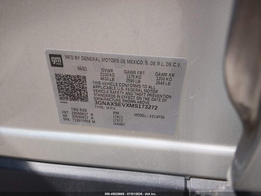 3GNAXSEVXMS173272 2021 CHEVROLET EQUINOX photo no. 9
