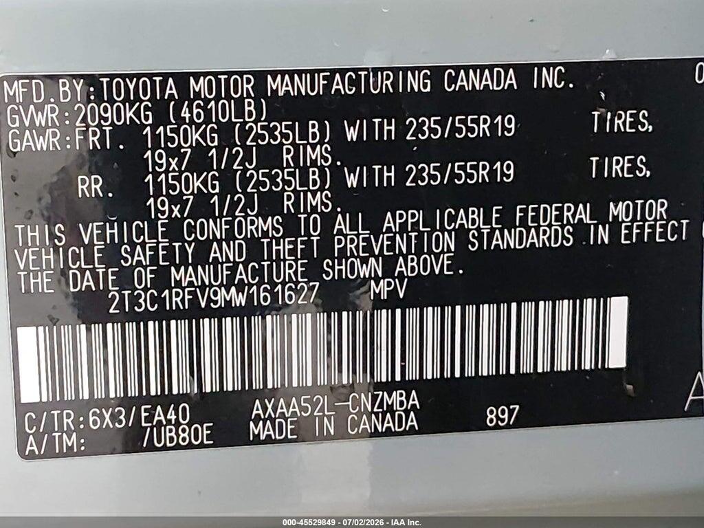 2T3C1RFV9MW161627 2021 TOYOTA RAV4 photo no. 9
