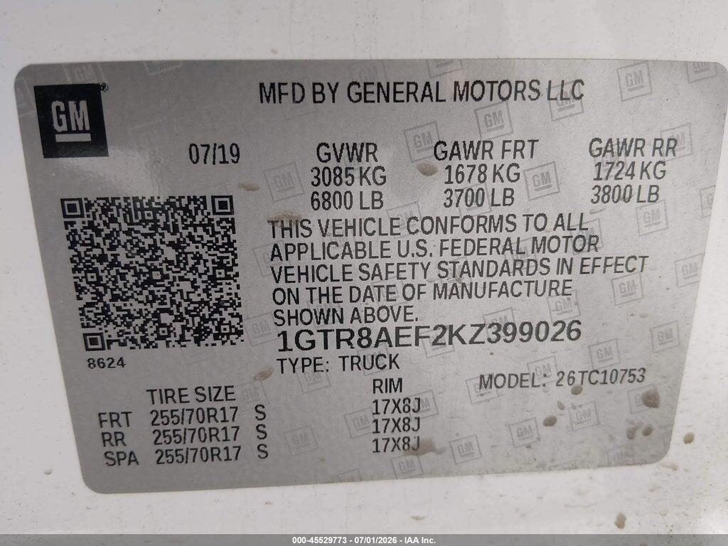 1GTR8AEF2KZ399026 2019 GMC SIERRA 1500 photo no. 9