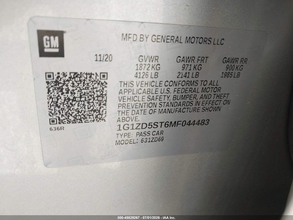 1G1ZD5ST6MF044483 2021 CHEVROLET MALIBU photo no. 9