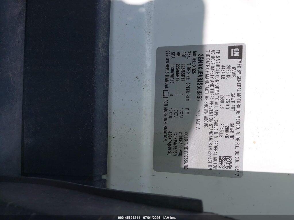 3GNAXJEV8JS508356 2018 CHEVROLET EQUINOX photo no. 9