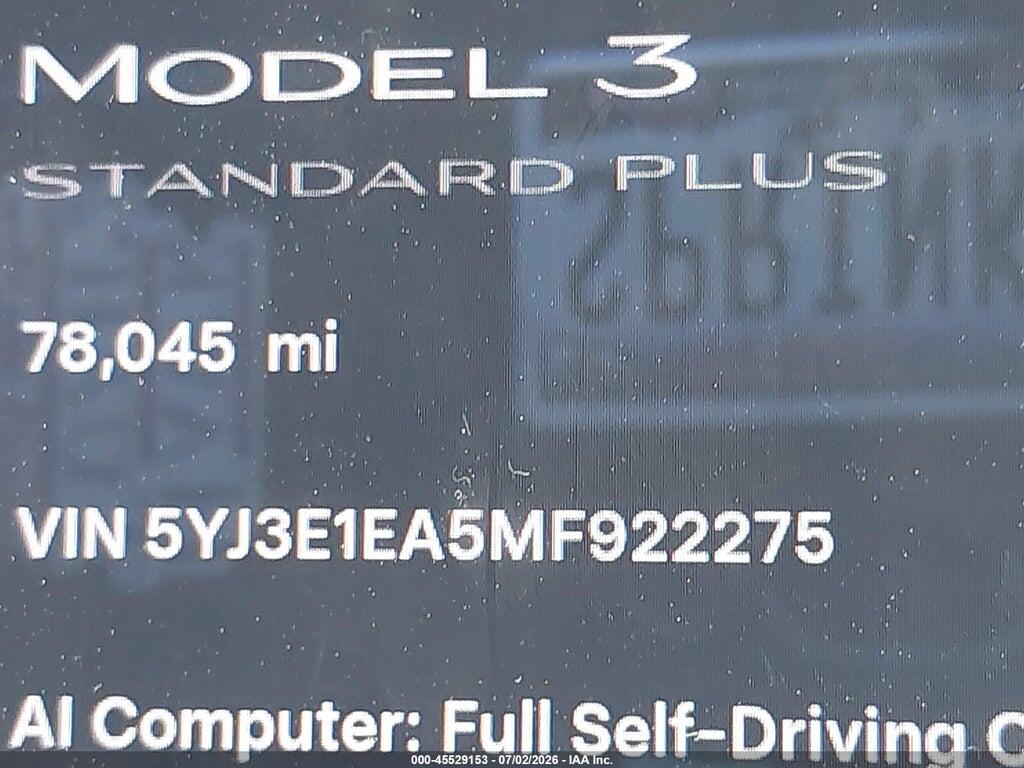 5YJ3E1EA5MF922275 2021 TESLA MODEL 3 photo no. 9
