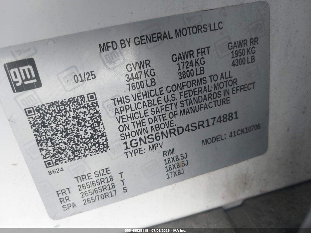 1GNS6NRD4SR174881 2025 CHEVROLET TAHOE photo no. 9