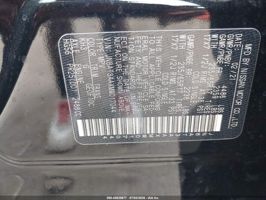 JN8AT3AAXMW017044 2021 NISSAN ROGUE photo no. 9