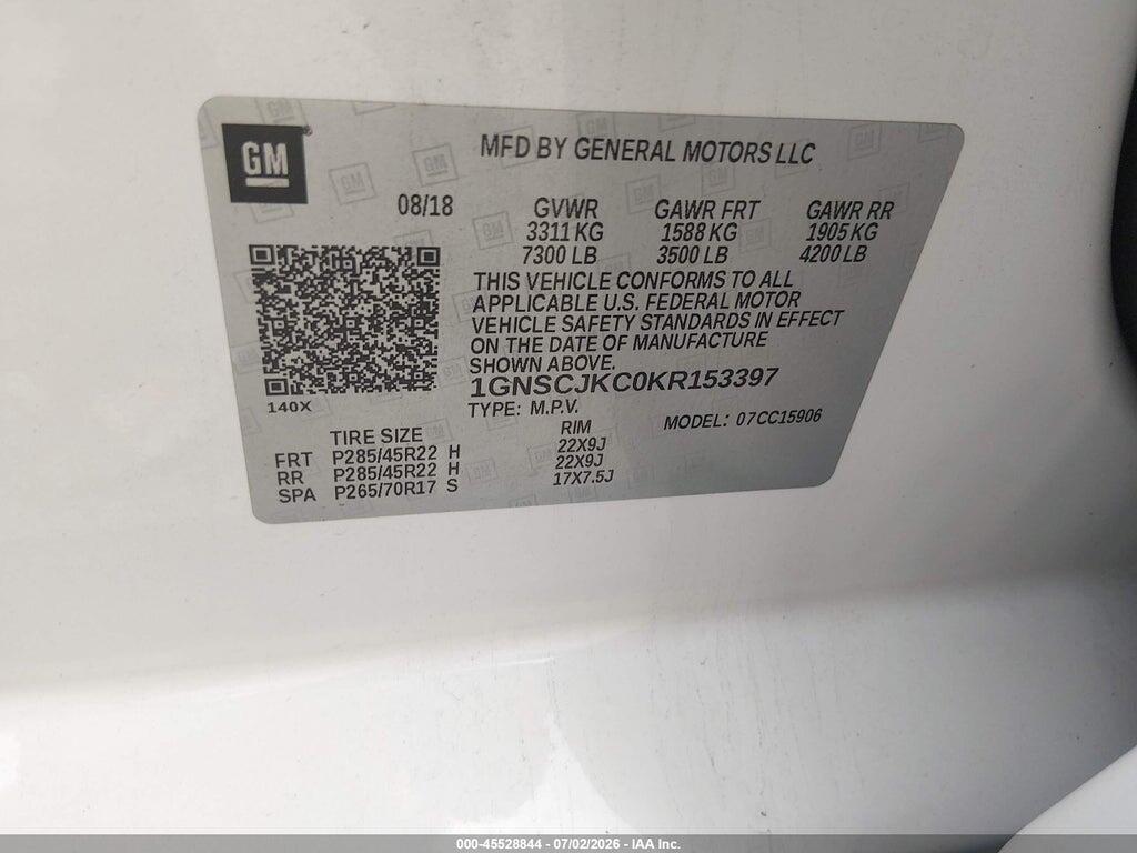 1GNSCJKC0KR153397 2019 CHEVROLET SUBURBAN photo no. 9
