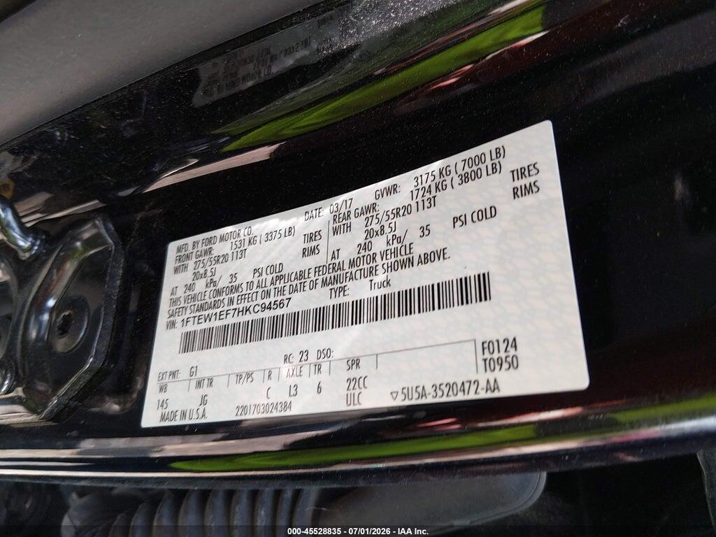 1FTEW1EF7HKC94567 2017 FORD F-150 photo no. 9