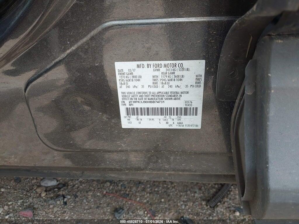 2FMPK3J90HBB74731 2017 FORD EDGE photo no. 9
