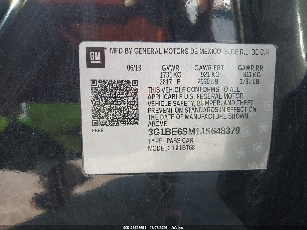 3G1BE6SM1JS648379 2018 CHEVROLET CRUZE photo no. 9