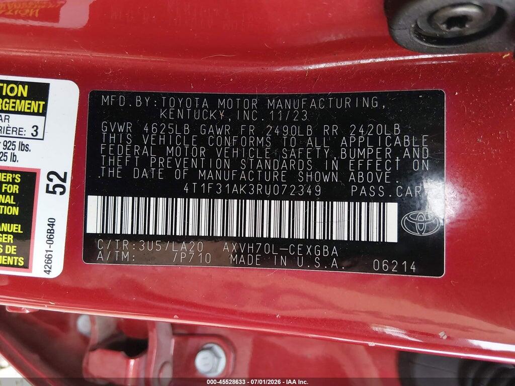 4T1F31AK3RU072349 2024 TOYOTA CAMRY HYBRID photo no. 9