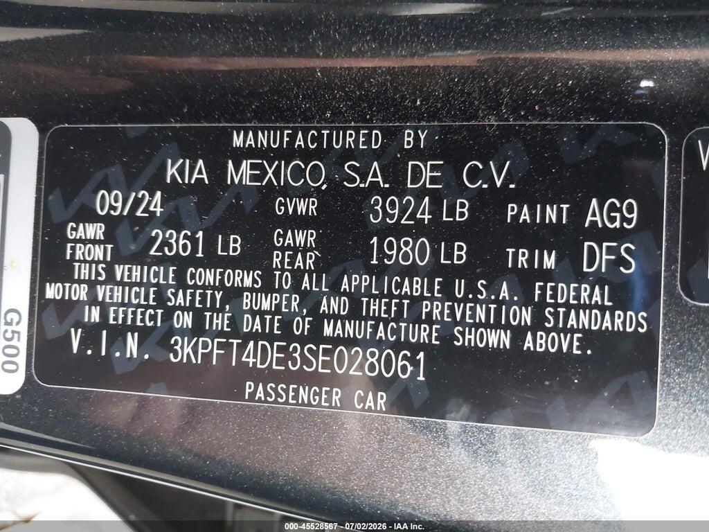 3KPFT4DE3SE028061 2025 KIA K4 photo no. 9