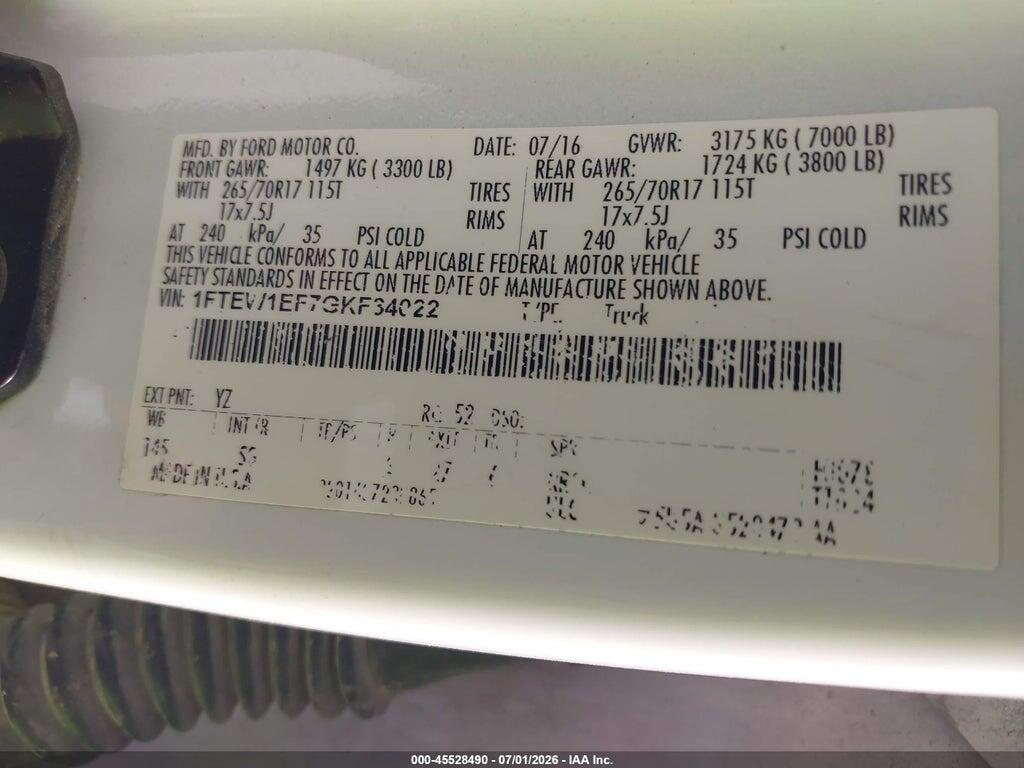 1FTEW1EF7GKF34022 2016 FORD F-150 photo no. 9