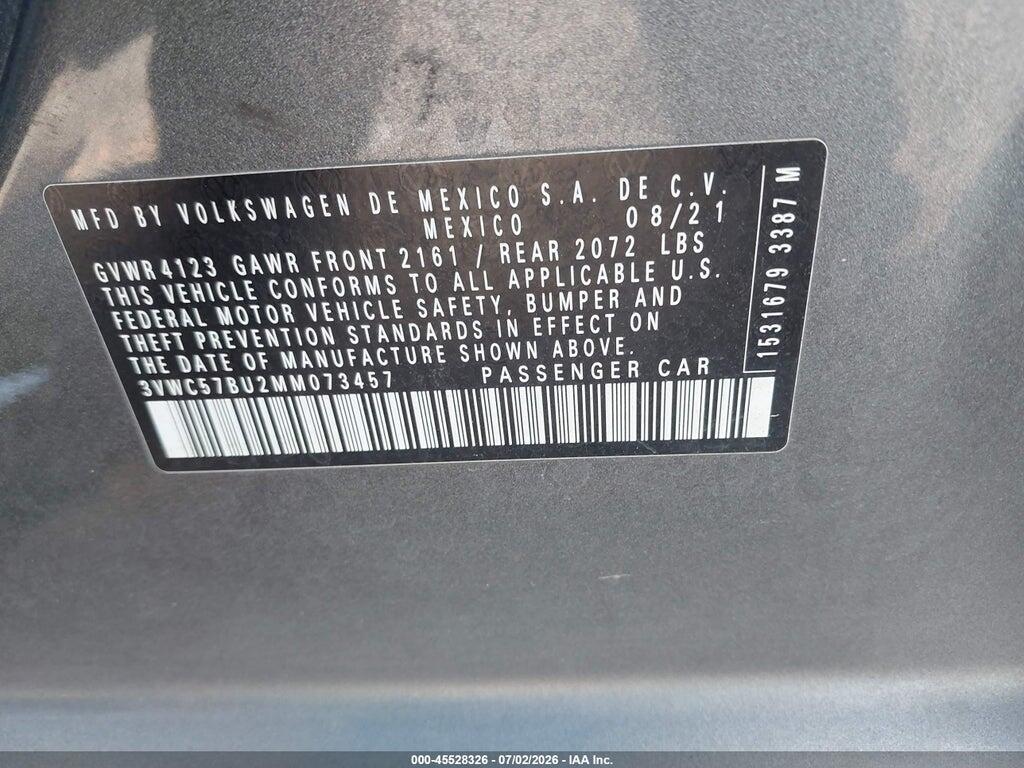 3VWC57BU2MM073457 2021 VOLKSWAGEN JETTA photo no. 9