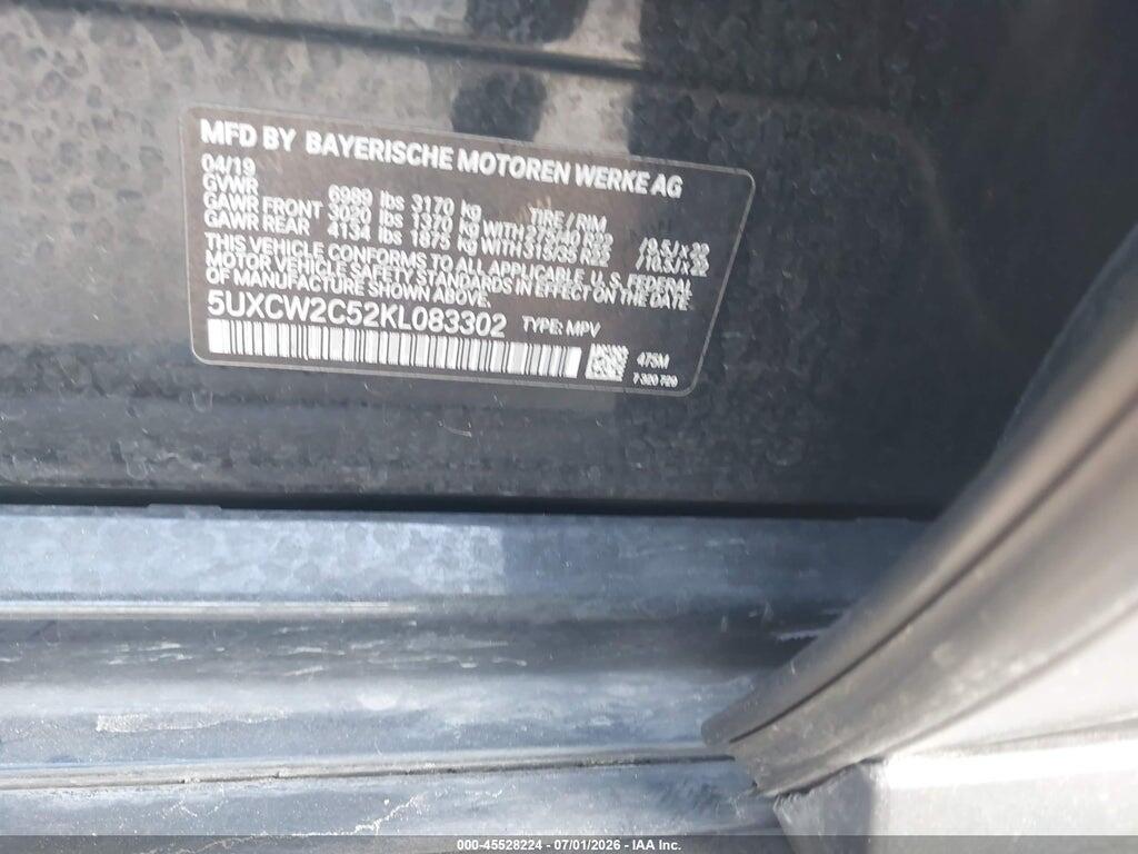 5UXCW2C52KL083302 2019 BMW X7 photo no. 9