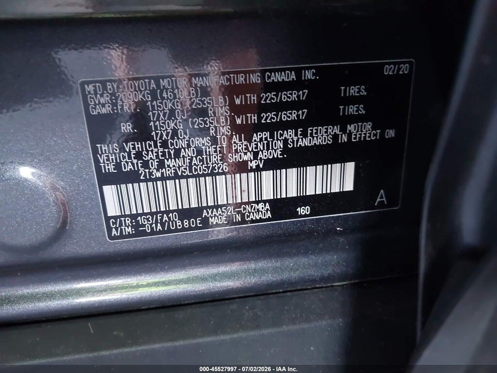 2T3W1RFV5LC057326 2020 TOYOTA RAV4 photo no. 9