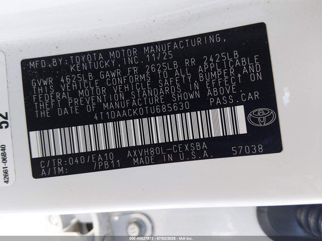 4T1DAACK0TU685630 2026 TOYOTA CAMRY photo no. 9