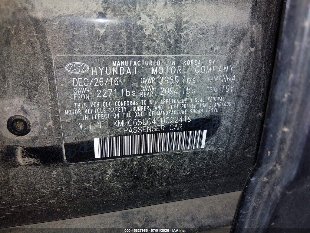 KMHC65LC4HU022419 2017 HYUNDAI IONIQ HYBRID photo no. 9