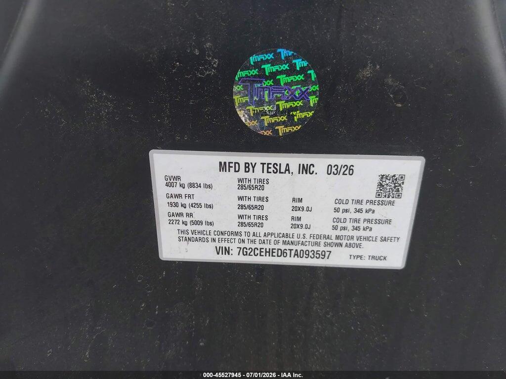 7G2CEHED6TA093597 2026 TESLA CYBERTRUCK photo no. 9