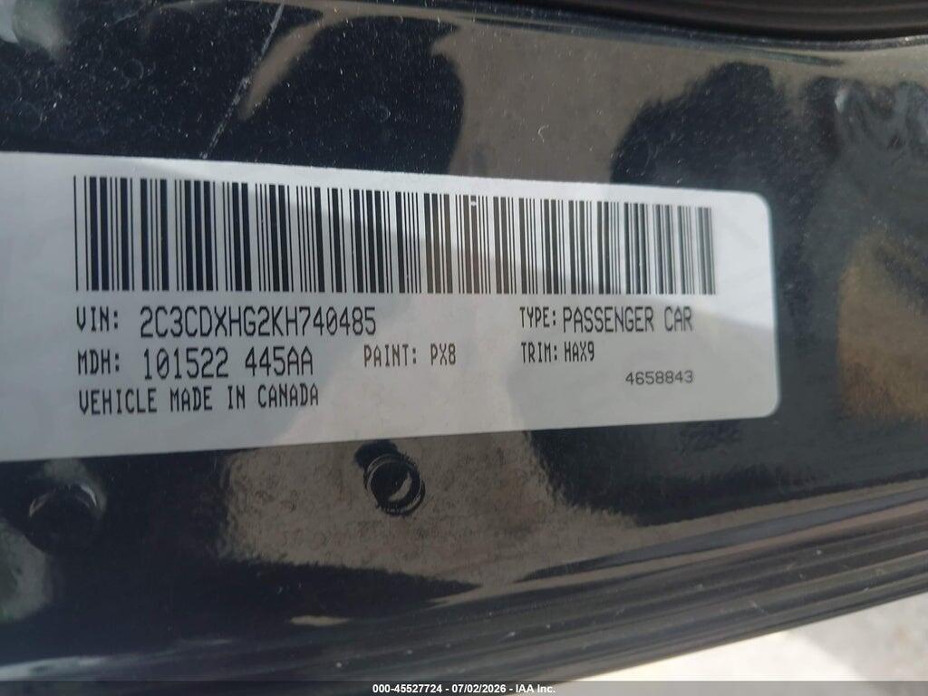 2C3CDXHG2KH740485 2019 DODGE CHARGER photo no. 9