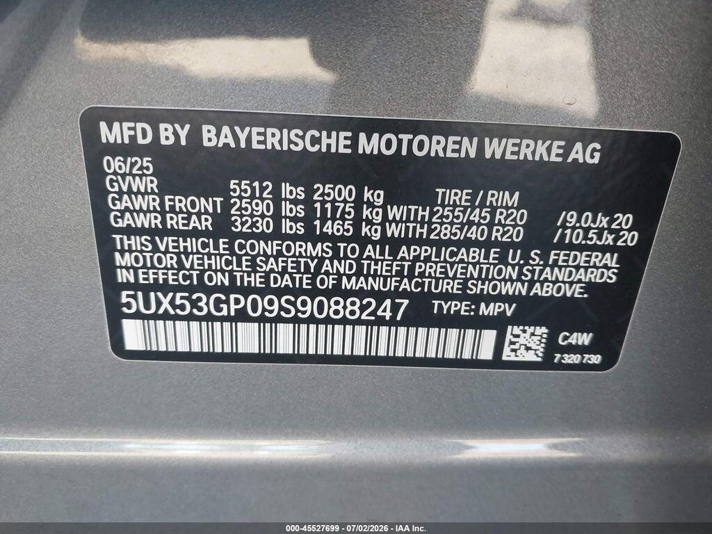 5UX53GP09S9088247 2025 BMW X3 photo no. 9