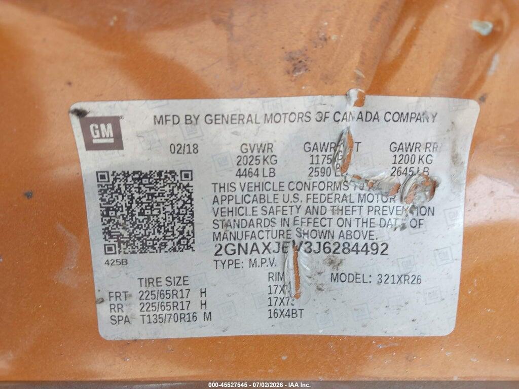 2GNAXJEV3J6284492 2018 CHEVROLET EQUINOX photo no. 9