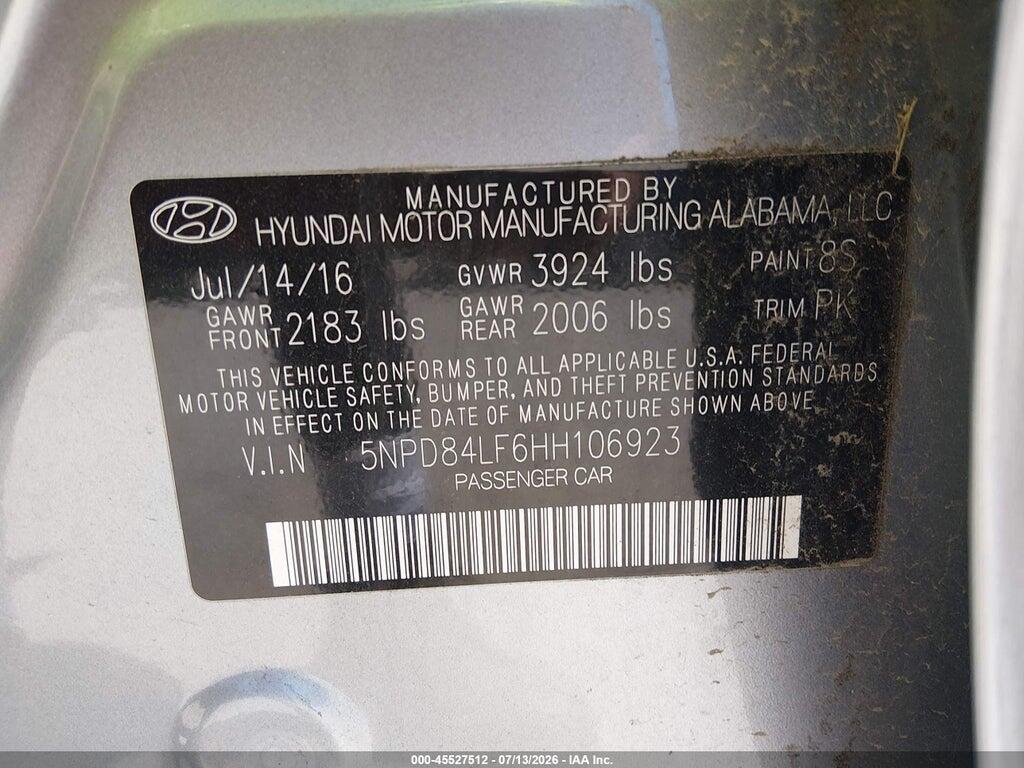 5NPD84LF6HH106923 2017 HYUNDAI ELANTRA photo no. 9