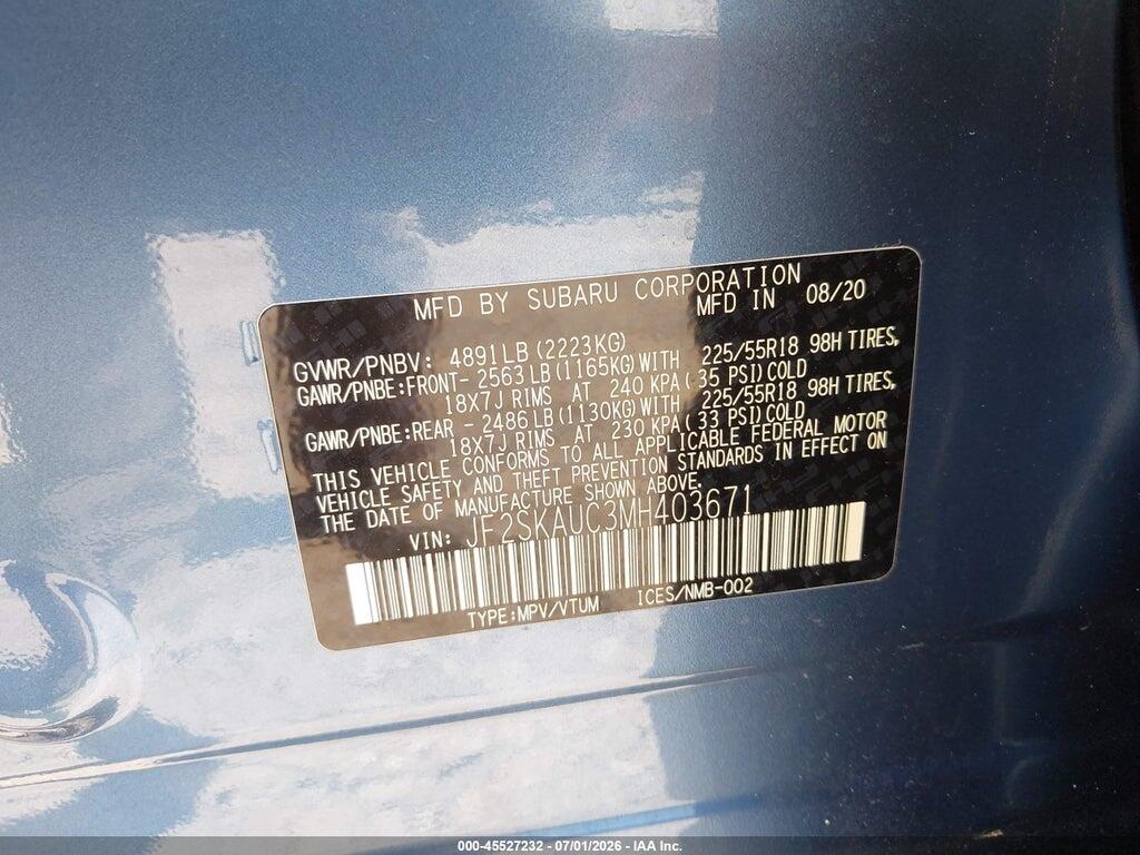 JF2SKAUC3MH403671 2021 SUBARU FORESTER photo no. 9